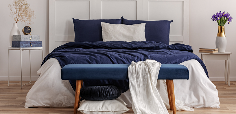 A disheveled bed.