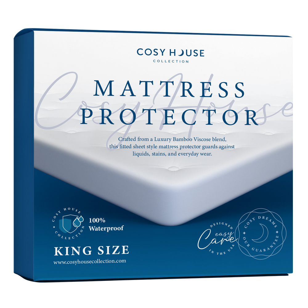 Another view of Cosy House Collection’s Luxury Mattress Protector in its original packaging.