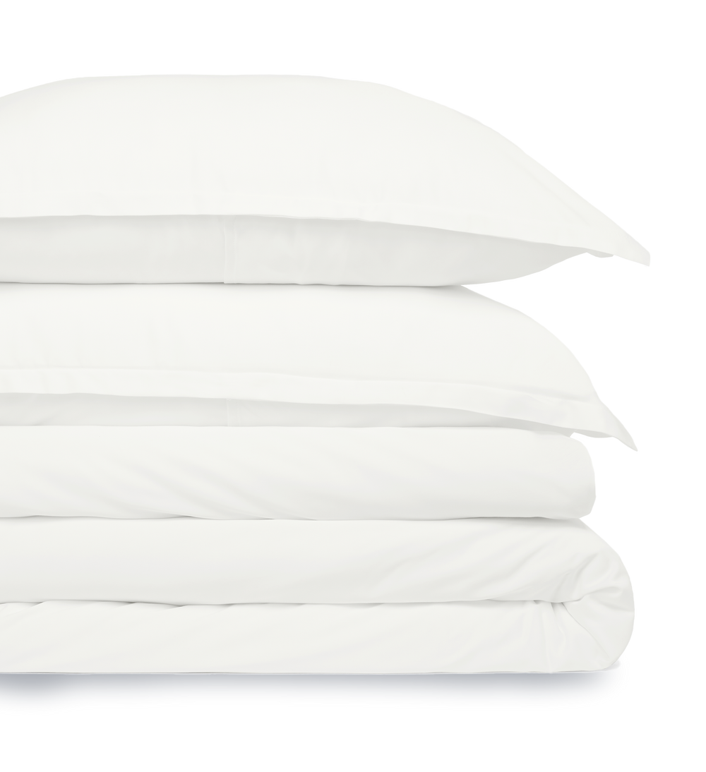 Bamboo duvet cover set with pillows on white background