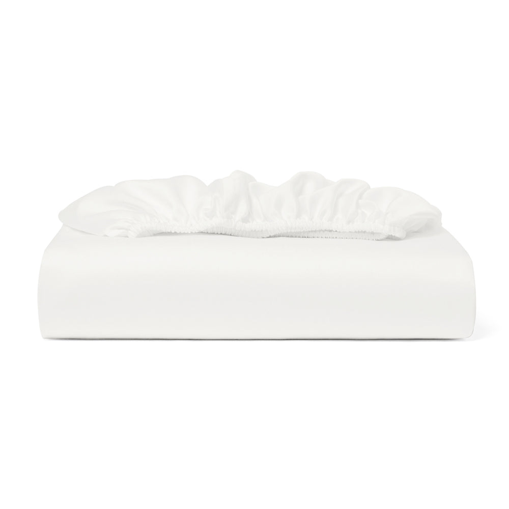 White bamboo fitted sheet on a white background