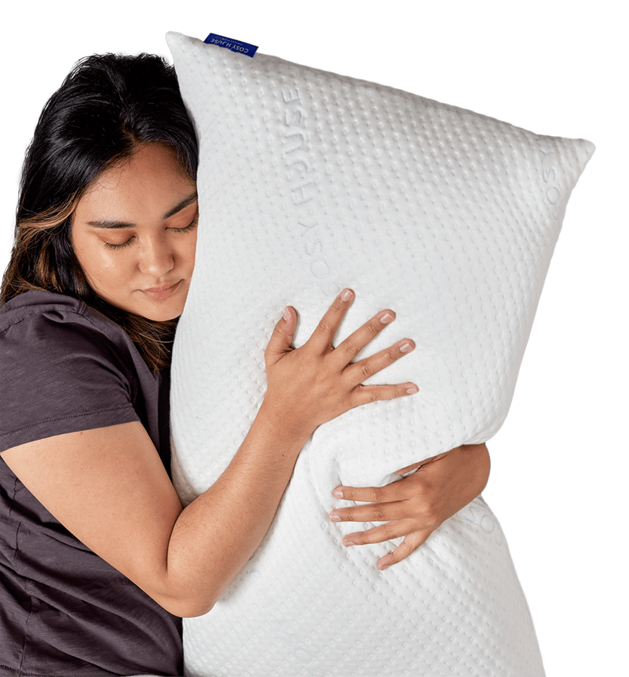 A woman enjoying a restful sleep while hugging a Luxury Body Pillow.