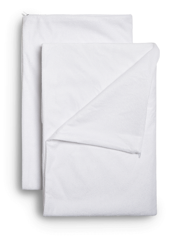 A folded pair of Luxury Waterproof Zippered Pillow Protectors.