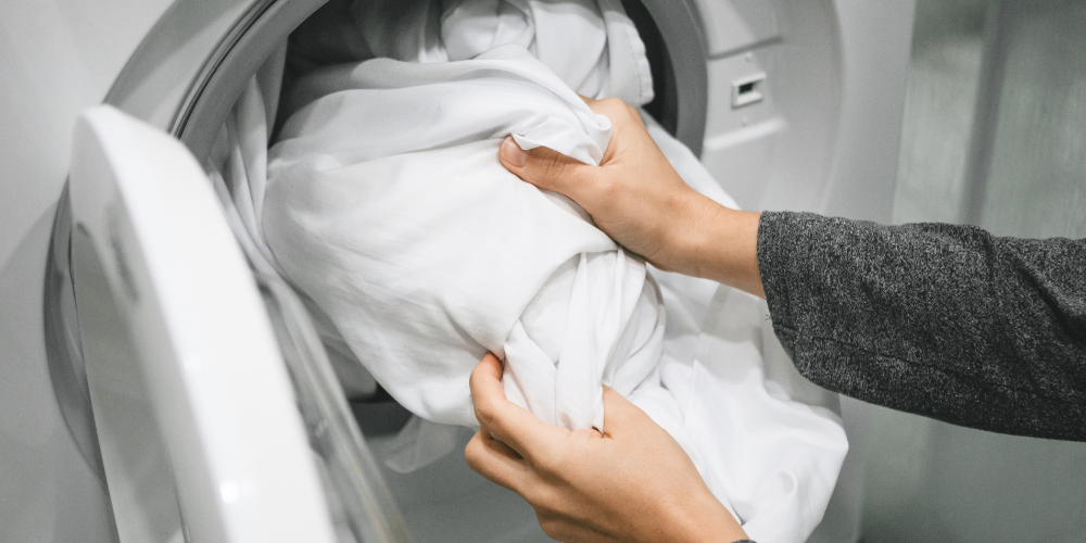 Someone is doing her laundry.