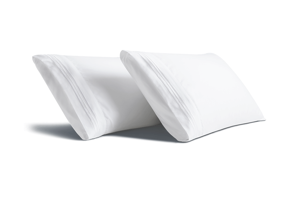 An inclined pair of pillows covered with Everyday pillowcases.